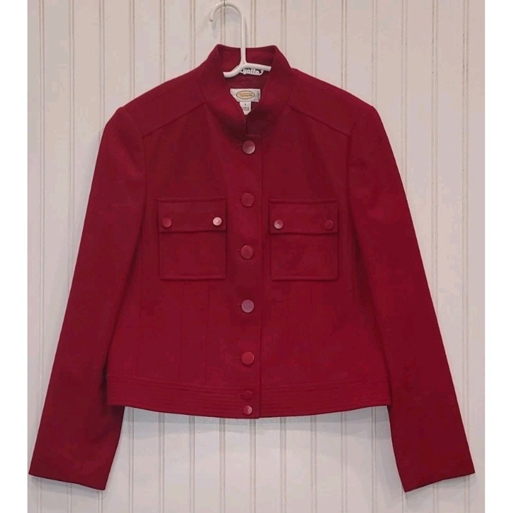 Talbots Women's Red Wool Military Style Italy  Jacket sz 8